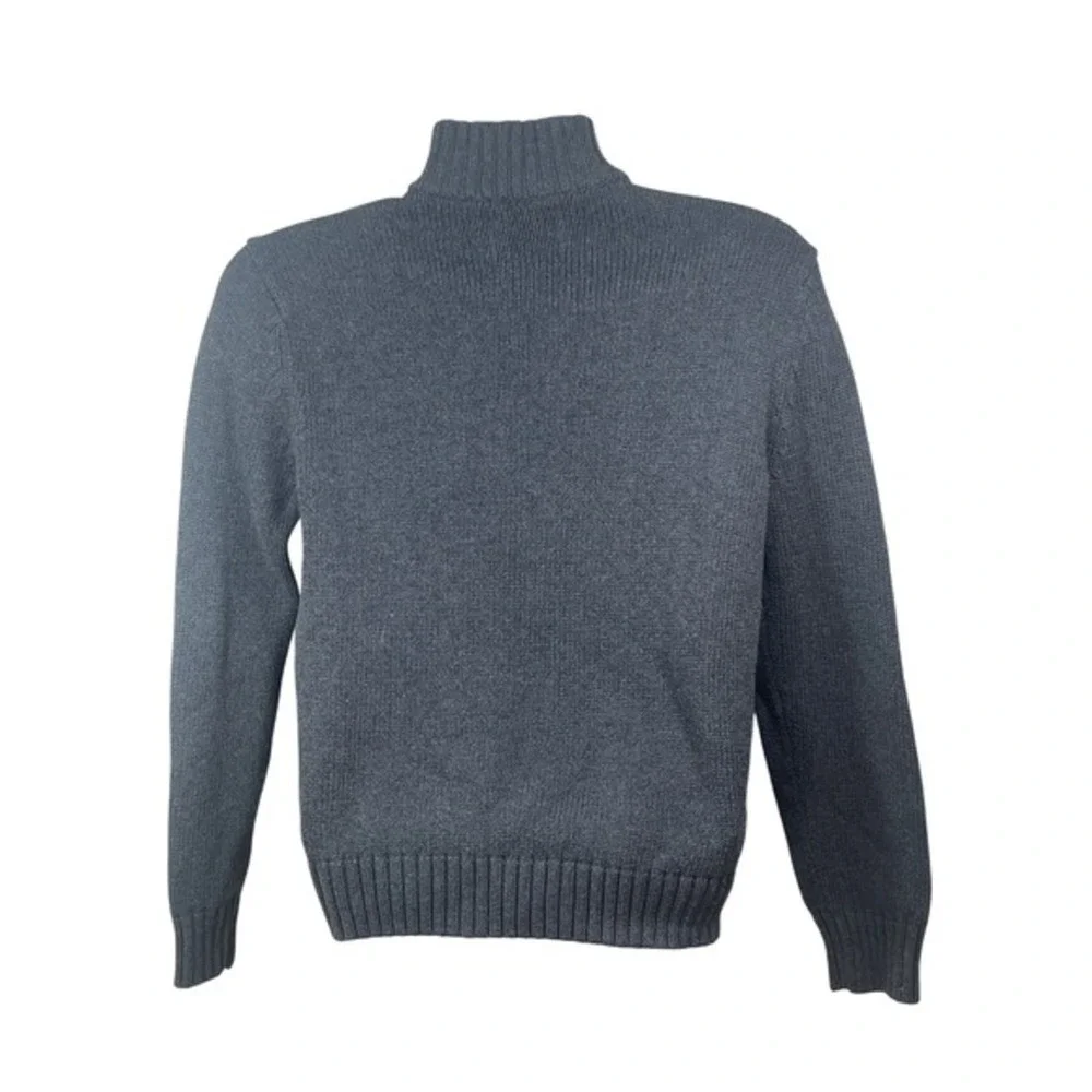 Chaps Quarter Zip Sweater Charcoal‎ Striped coastal grandpa preppy athletic